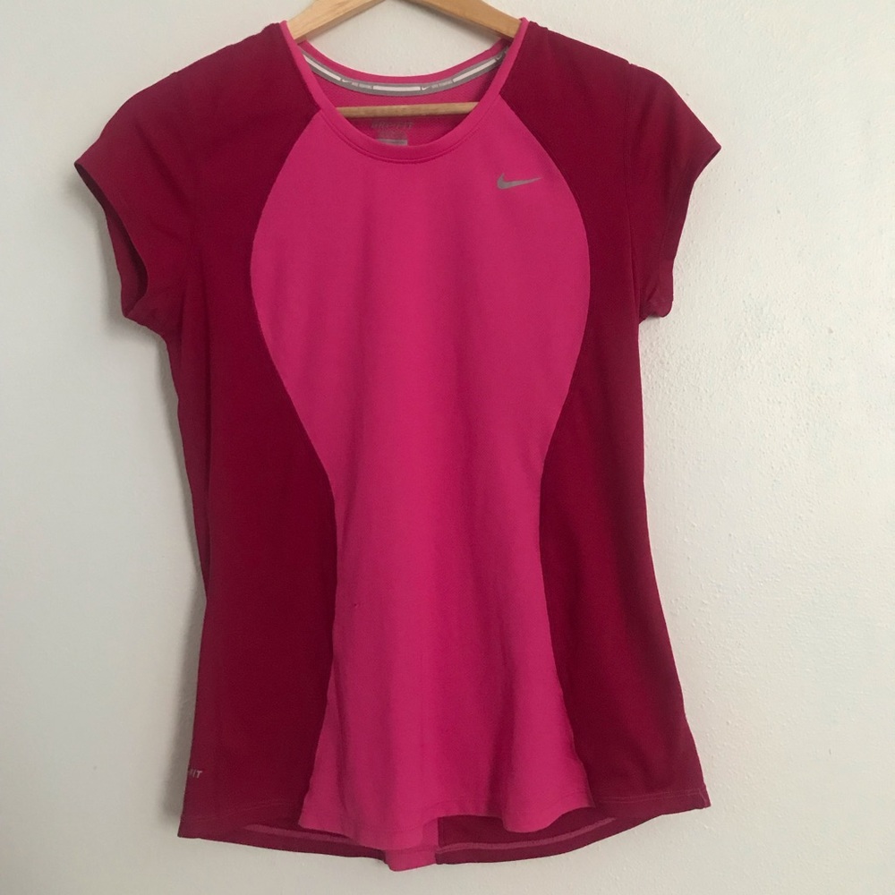 pink color block NIKE dry fit running shirt